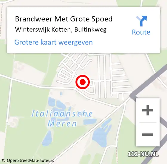 Locatie op kaart van de 112 melding: Brandweer Met Grote Spoed Naar Winterswijk Kotten, Buitinkweg op 5 januari 2017 19:45