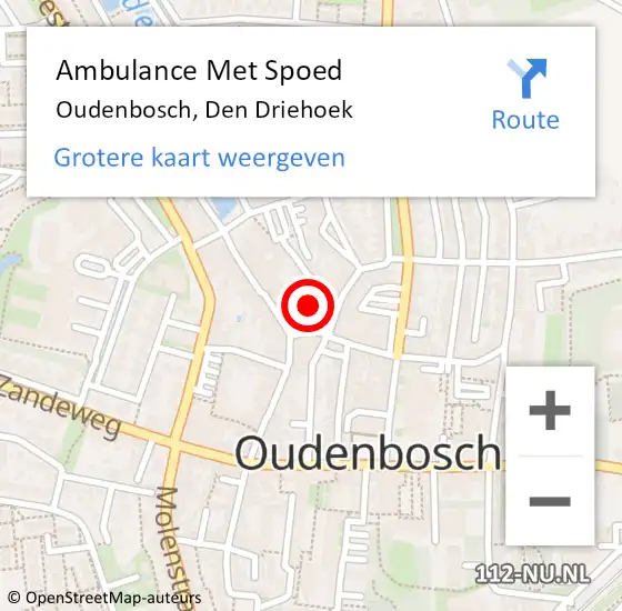 Locatie op kaart van de 112 melding: Ambulance Met Spoed Naar Oudenbosch, Den Driehoek op 5 januari 2017 20:26