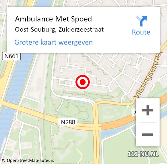 Locatie op kaart van de 112 melding: Ambulance Met Spoed Naar Oost-Souburg, Zuiderzeestraat op 5 januari 2017 20:52
