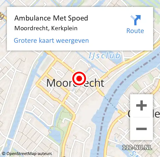 Locatie op kaart van de 112 melding: Ambulance Met Spoed Naar Moordrecht, Kerkplein op 5 januari 2017 21:18