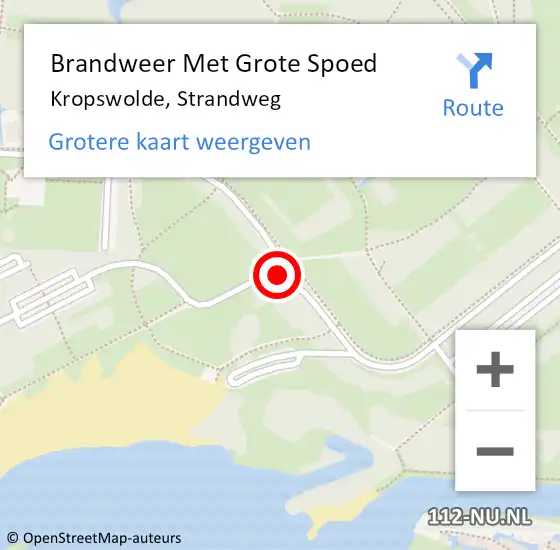 Locatie op kaart van de 112 melding: Brandweer Met Grote Spoed Naar Kropswolde, Strandweg op 5 januari 2017 21:27