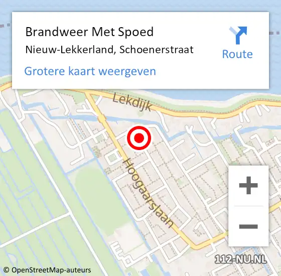 Locatie op kaart van de 112 melding: Brandweer Met Spoed Naar Nieuw-Lekkerland, Schoenerstraat op 5 januari 2017 21:30