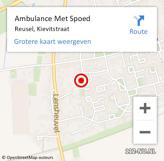 Locatie op kaart van de 112 melding: Ambulance Met Spoed Naar Reusel, Kievitstraat op 5 januari 2017 22:04