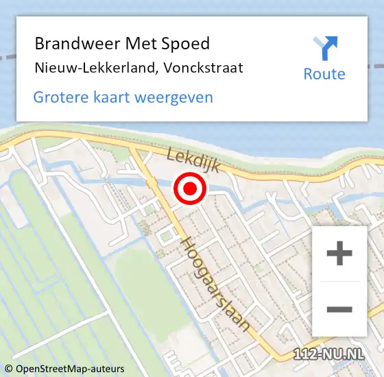 Locatie op kaart van de 112 melding: Brandweer Met Spoed Naar Nieuw-Lekkerland, Vonckstraat op 5 januari 2017 22:32