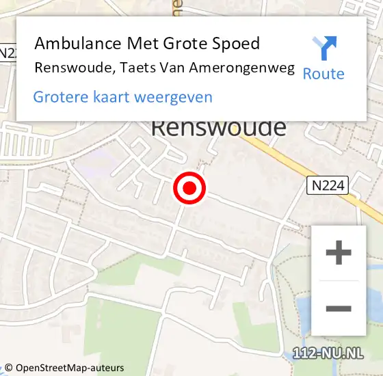 Locatie op kaart van de 112 melding: Ambulance Met Grote Spoed Naar Renswoude, Taets Van Amerongenweg op 5 januari 2017 22:46