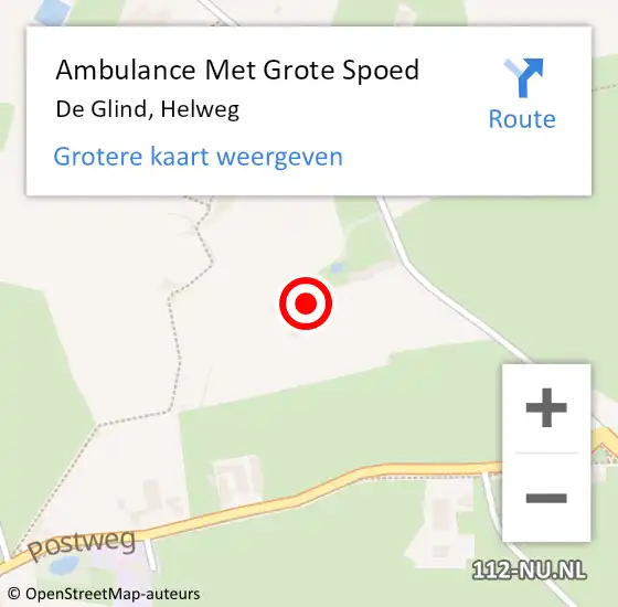 Locatie op kaart van de 112 melding: Ambulance Met Grote Spoed Naar De Glind, Helweg op 6 januari 2017 01:05