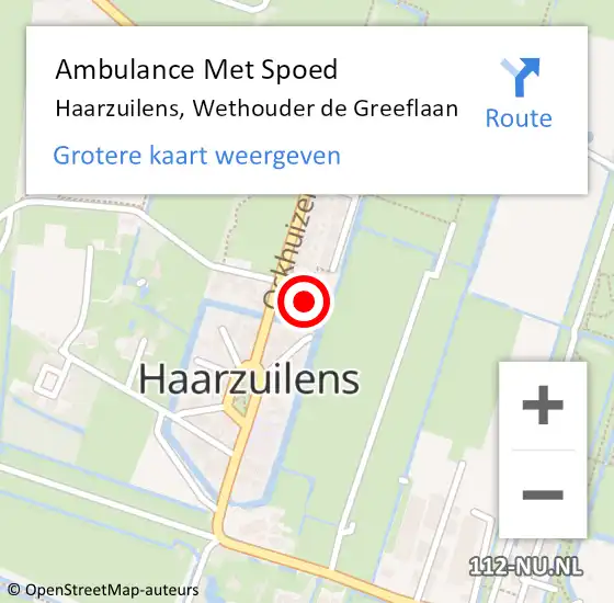 Locatie op kaart van de 112 melding: Ambulance Met Spoed Naar Haarzuilens, Wethouder de Greeflaan op 6 januari 2017 01:51