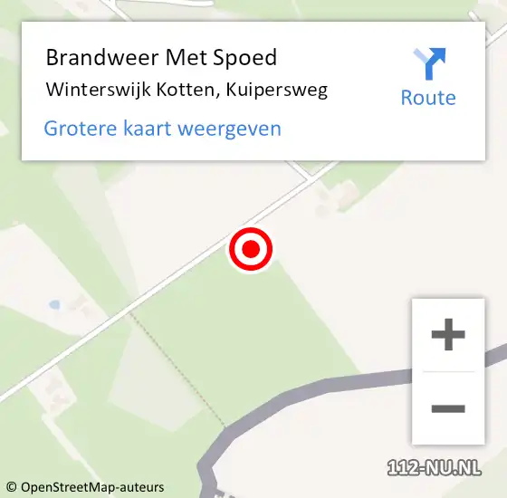 Locatie op kaart van de 112 melding: Brandweer Met Spoed Naar Winterswijk Kotten, Kuipersweg op 6 januari 2017 01:53