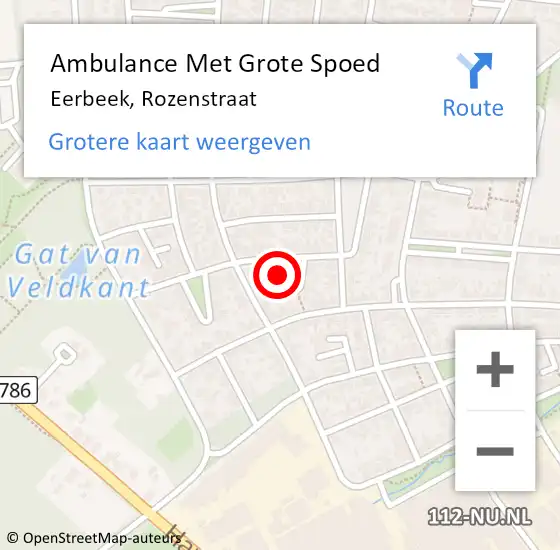 Locatie op kaart van de 112 melding: Ambulance Met Grote Spoed Naar Eerbeek, Rozenstraat op 6 januari 2017 05:59