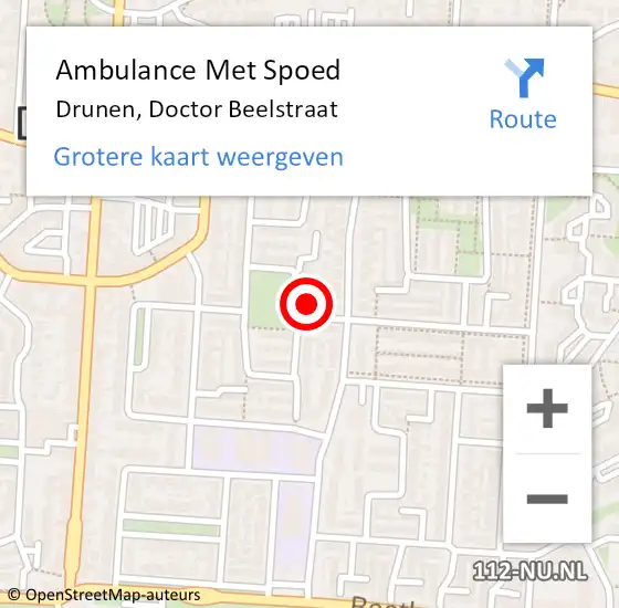 Locatie op kaart van de 112 melding: Ambulance Met Spoed Naar Drunen, Doctor Beelstraat op 6 januari 2017 06:47