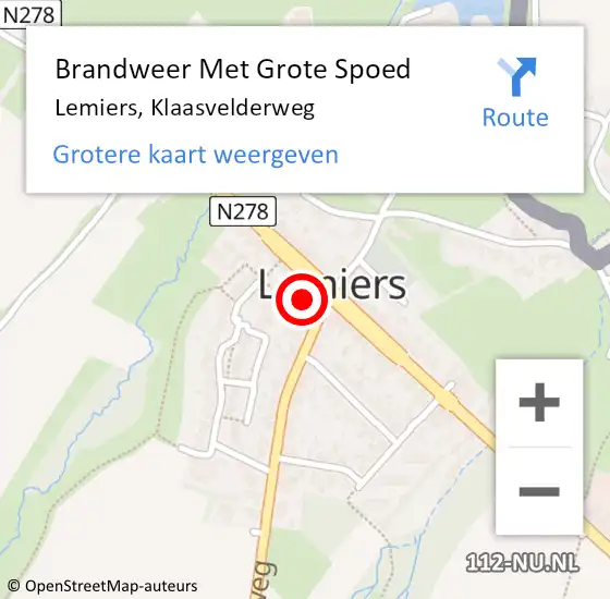 Locatie op kaart van de 112 melding: Brandweer Met Grote Spoed Naar Lemiers, Klaasvelderweg op 6 januari 2017 07:25