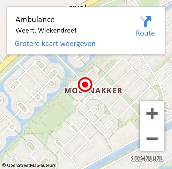 Locatie op kaart van de 112 melding: Ambulance Weert, Wiekendreef op 6 januari 2017 08:07