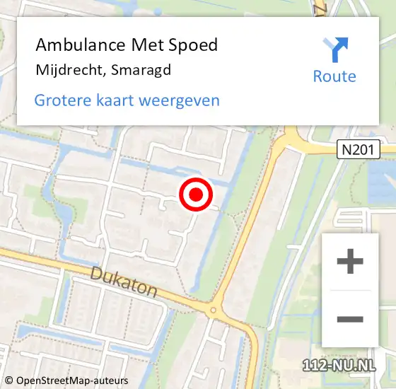 Locatie op kaart van de 112 melding: Ambulance Met Spoed Naar Mijdrecht, Smaragd op 6 januari 2017 08:25