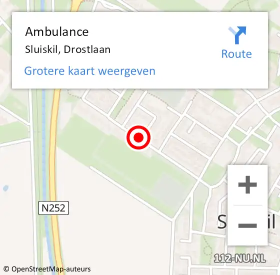 Locatie op kaart van de 112 melding: Ambulance Sluiskil, Drostlaan op 6 januari 2017 08:43