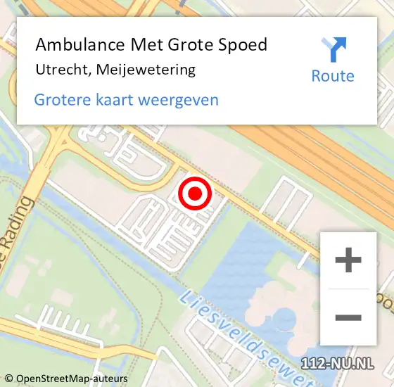 Locatie op kaart van de 112 melding: Ambulance Met Grote Spoed Naar Utrecht, Meijewetering op 6 januari 2017 10:34