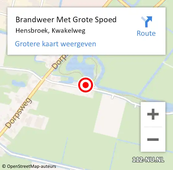 Locatie op kaart van de 112 melding: Brandweer Met Grote Spoed Naar Hensbroek, Kwakelweg op 6 januari 2017 10:34