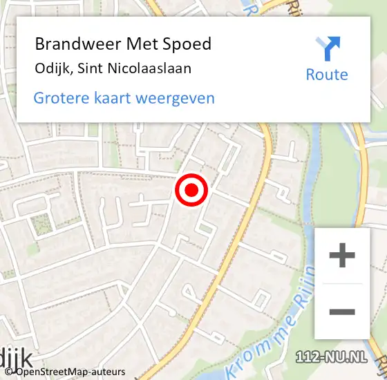 Locatie op kaart van de 112 melding: Brandweer Met Spoed Naar Odijk, Sint Nicolaaslaan op 6 januari 2017 10:37