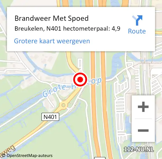 Locatie op kaart van de 112 melding: Brandweer Met Spoed Naar Breukelen, N401 hectometerpaal: 4,9 op 6 januari 2017 10:43