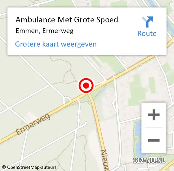 Locatie op kaart van de 112 melding: Ambulance Met Grote Spoed Naar Emmen, Ermerweg op 6 januari 2017 10:46