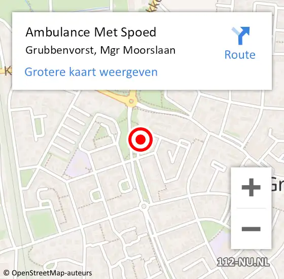 Locatie op kaart van de 112 melding: Ambulance Met Spoed Naar Grubbenvorst, Mgr Moorslaan op 7 januari 2014 01:57