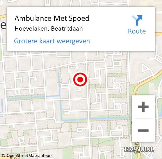 Locatie op kaart van de 112 melding: Ambulance Met Spoed Naar Hoevelaken, Beatrixlaan op 6 januari 2017 10:54