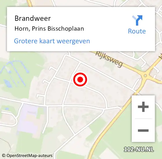 Locatie op kaart van de 112 melding: Brandweer Horn, Prins Bisschoplaan op 7 januari 2014 02:24