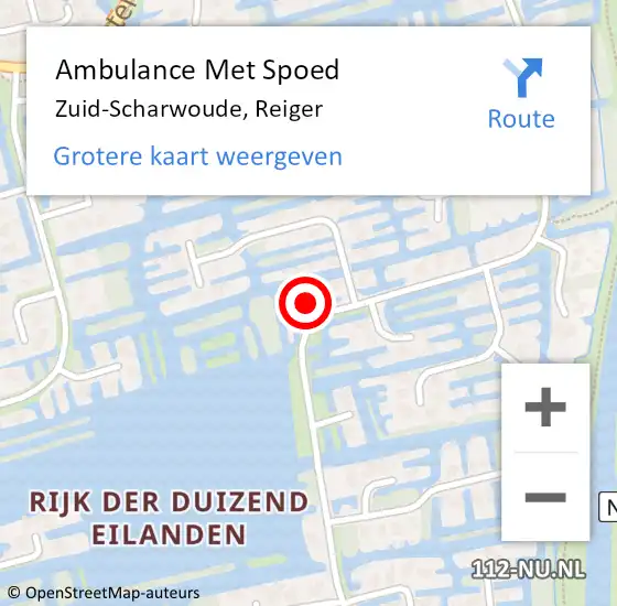 Locatie op kaart van de 112 melding: Ambulance Met Spoed Naar Zuid-Scharwoude, Reiger op 6 januari 2017 11:37