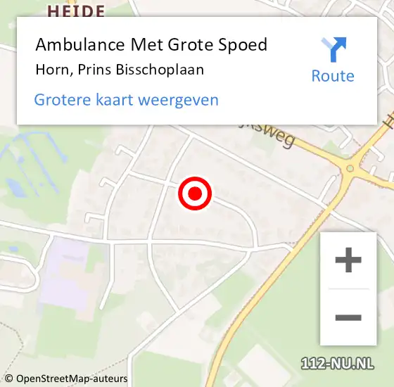 Locatie op kaart van de 112 melding: Ambulance Met Grote Spoed Naar Horn, Prins Bisschoplaan op 7 januari 2014 02:25