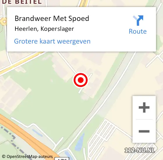 Locatie op kaart van de 112 melding: Brandweer Met Spoed Naar Heerlen, Koperslager op 6 januari 2017 11:48