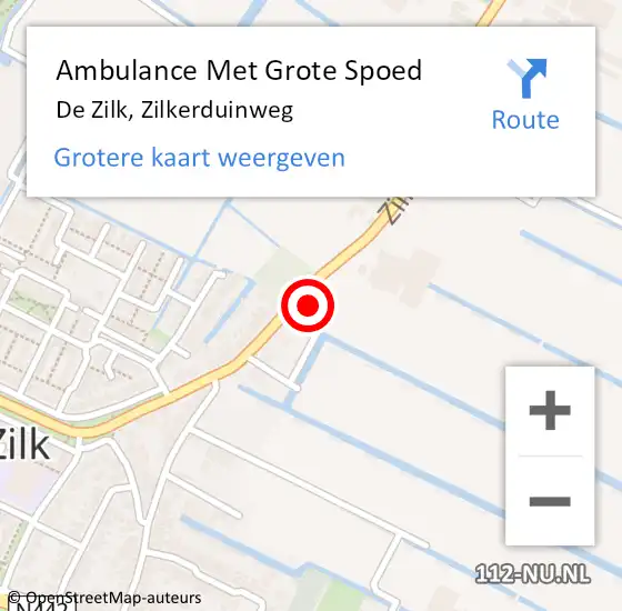 Locatie op kaart van de 112 melding: Ambulance Met Grote Spoed Naar De Zilk, Zilkerduinweg op 7 januari 2014 02:27