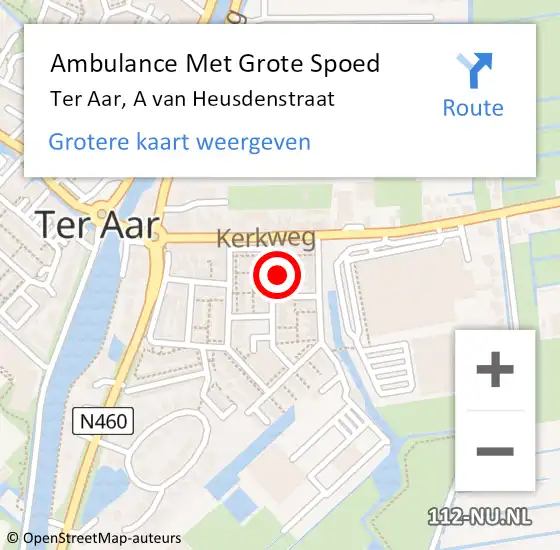 Locatie op kaart van de 112 melding: Ambulance Met Grote Spoed Naar Ter Aar, A van Heusdenstraat op 6 januari 2017 12:15