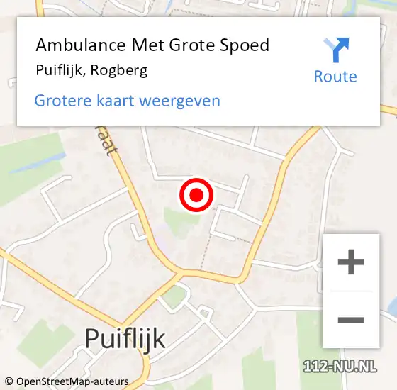 Locatie op kaart van de 112 melding: Ambulance Met Grote Spoed Naar Puiflijk, Rogberg op 6 januari 2017 12:39