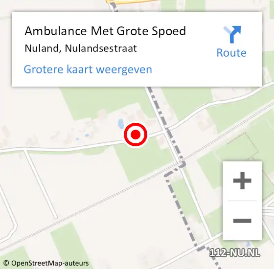 Locatie op kaart van de 112 melding: Ambulance Met Grote Spoed Naar Nuland, Nulandsestraat op 6 januari 2017 13:52