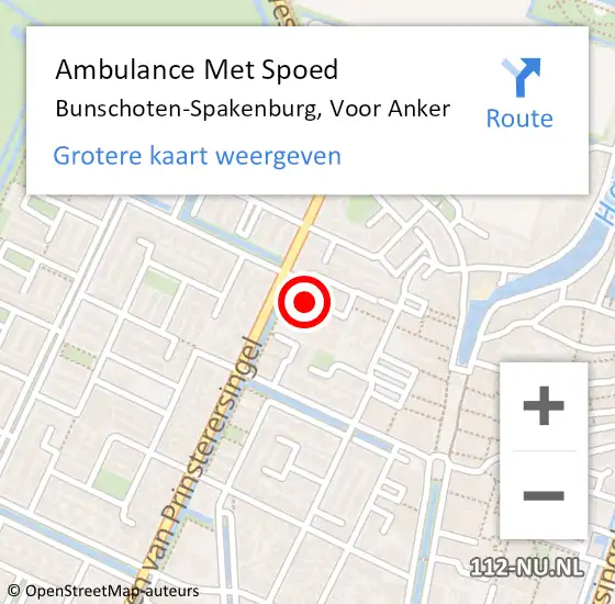 Locatie op kaart van de 112 melding: Ambulance Met Spoed Naar Bunschoten-Spakenburg, Voor Anker op 6 januari 2017 14:09