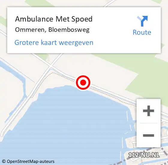 Locatie op kaart van de 112 melding: Ambulance Met Spoed Naar Ommeren, Bloembosweg op 6 januari 2017 14:15