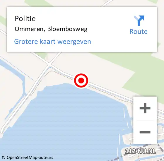 Locatie op kaart van de 112 melding: Politie Ommeren, Bloembosweg op 6 januari 2017 14:15