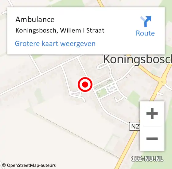 Locatie op kaart van de 112 melding: Ambulance Koningsbosch, Willem I Straat op 6 januari 2017 14:41