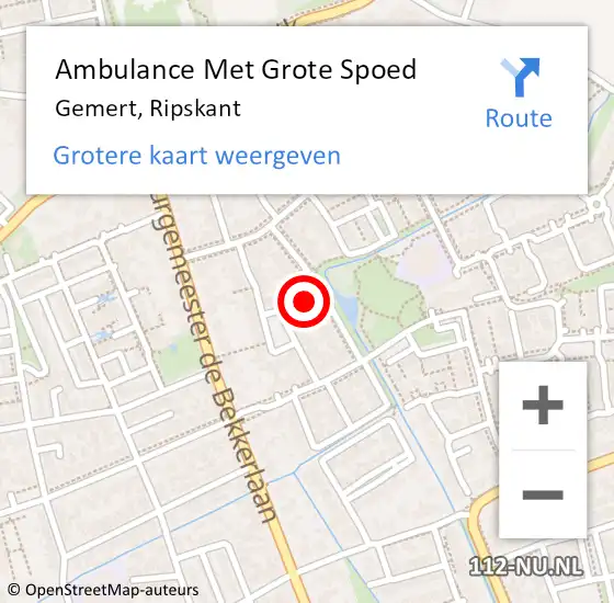 Locatie op kaart van de 112 melding: Ambulance Met Grote Spoed Naar Gemert, Ripskant op 6 januari 2017 15:04