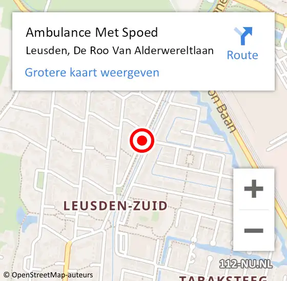 Locatie op kaart van de 112 melding: Ambulance Met Spoed Naar Leusden, De Roo Van Alderwereltlaan op 6 januari 2017 15:26