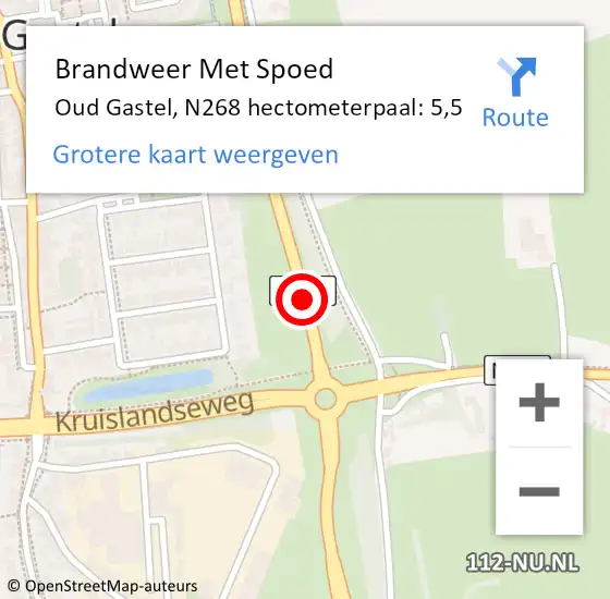 Locatie op kaart van de 112 melding: Brandweer Met Spoed Naar Oud Gastel, N268 hectometerpaal: 5,5 op 6 januari 2017 15:51