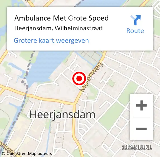 Locatie op kaart van de 112 melding: Ambulance Met Grote Spoed Naar Heerjansdam, Wilhelminastraat op 6 januari 2017 16:58