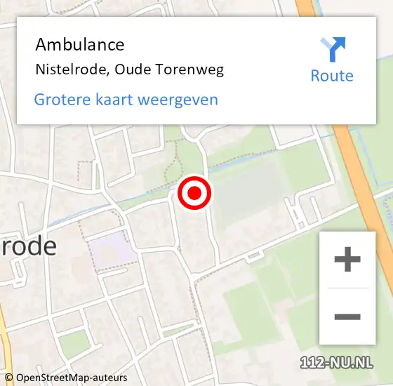 Locatie op kaart van de 112 melding: Ambulance Nistelrode, Oude Torenweg op 6 januari 2017 17:16