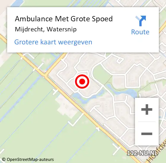 Locatie op kaart van de 112 melding: Ambulance Met Grote Spoed Naar Mijdrecht, Watersnip op 6 januari 2017 17:23