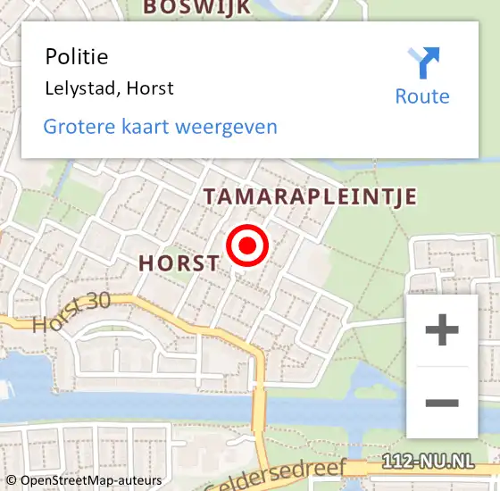 Locatie op kaart van de 112 melding: Politie Lelystad, Horst op 6 januari 2017 17:32
