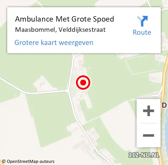 Locatie op kaart van de 112 melding: Ambulance Met Grote Spoed Naar Maasbommel, Velddijksestraat op 6 januari 2017 17:42