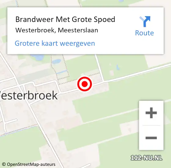 Locatie op kaart van de 112 melding: Brandweer Met Grote Spoed Naar Westerbroek, Meesterslaan op 6 januari 2017 18:22