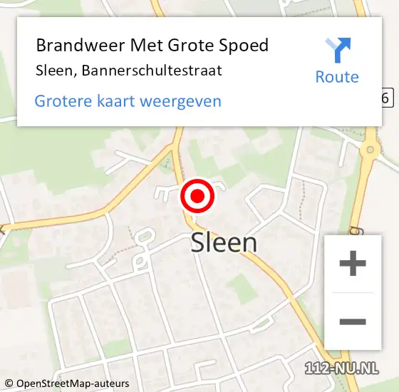 Locatie op kaart van de 112 melding: Brandweer Met Grote Spoed Naar Sleen, Bannerschultestraat op 7 januari 2014 05:25