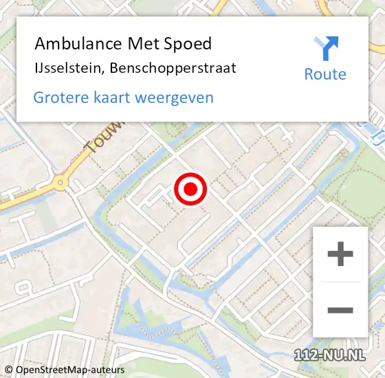 Locatie op kaart van de 112 melding: Ambulance Met Spoed Naar IJsselstein, Benschopperstraat op 6 januari 2017 20:52