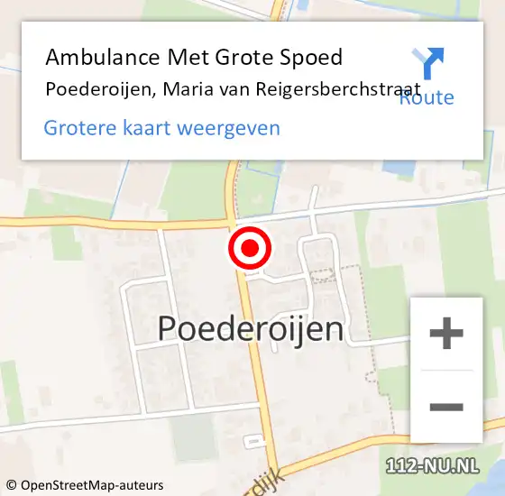 Locatie op kaart van de 112 melding: Ambulance Met Grote Spoed Naar Poederoijen, Maria van Reigersberchstraat op 6 januari 2017 21:23