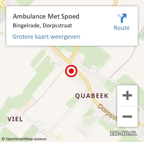 Locatie op kaart van de 112 melding: Ambulance Met Spoed Naar Bingelrade, Dorpsstraat op 7 januari 2014 06:08